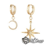 Cercei Soarele si Luna ,Asimetrici,cu Cubic Zirconia