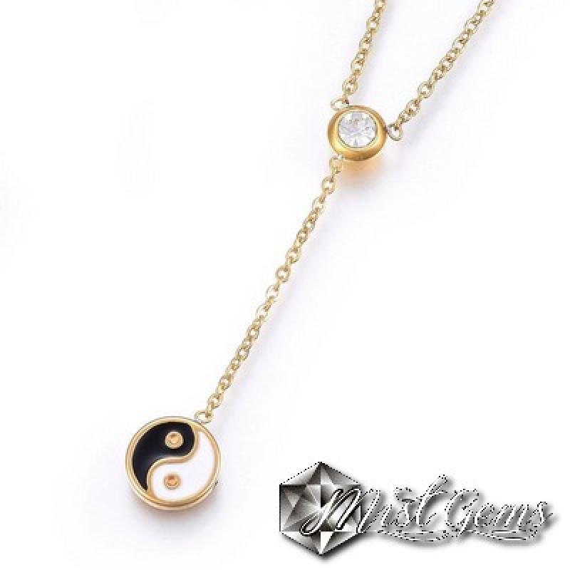 Set Colier Inox cu Pandant si Cercei Yin Yang