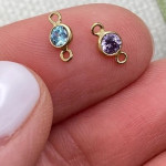 Conector cu Cubic Zirconia Verde Gold Filled -4mm-1buc