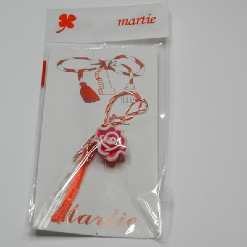 Martisor Trandafir Colorat cu Margine Alba din FIMO-30 buc