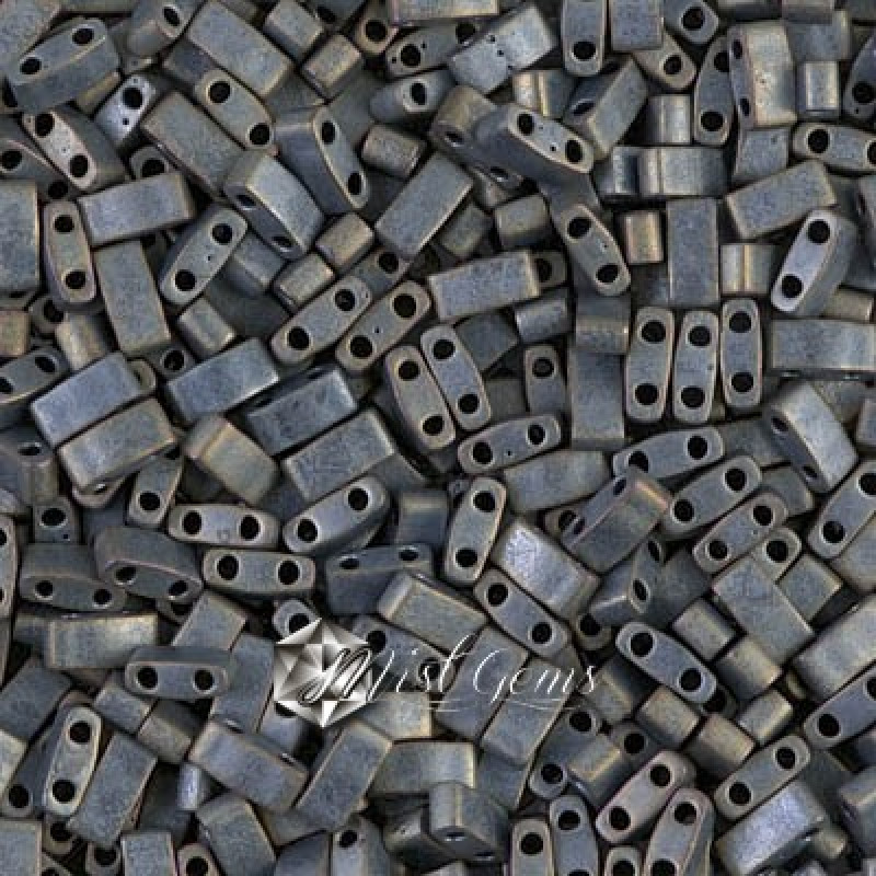 Miyuki Half-Tila 2002-Matted Metallic Silver Grey-HTL2002
