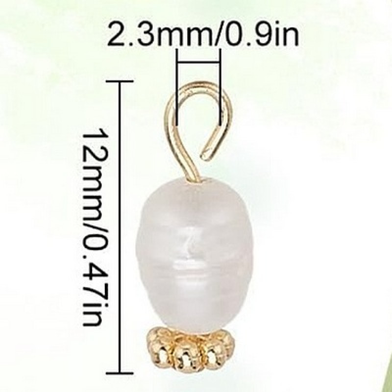Pandant cu Perla din Inox Placat cu Aur 18k -12mm-2 buc