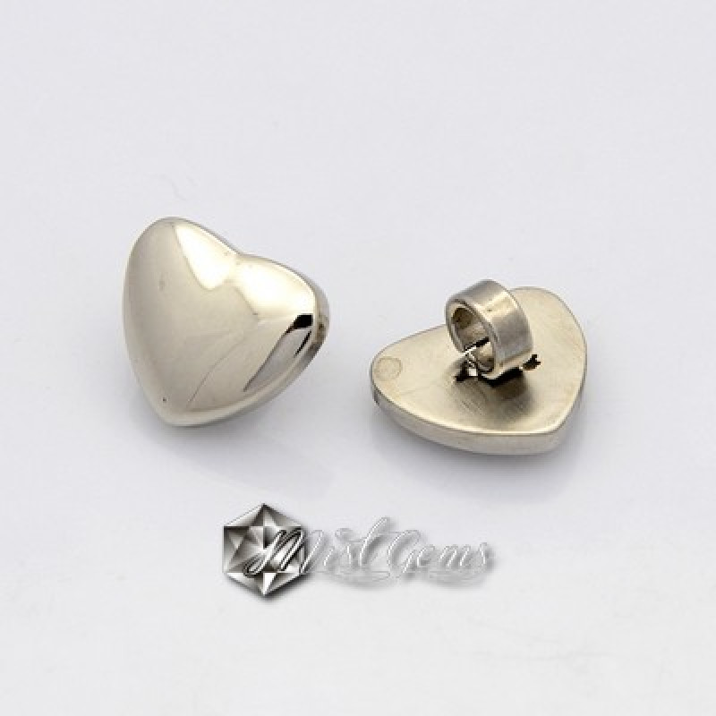 Charm Inima din Inox cu Gaura Larga-12x14mm