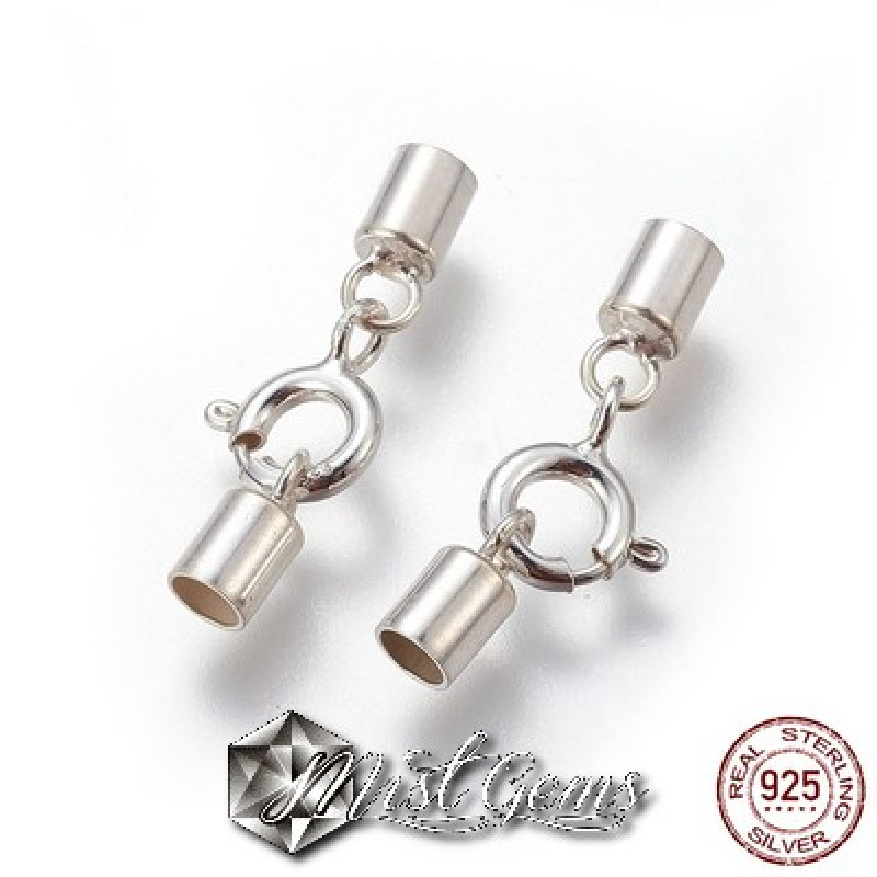 Set Inchizatoare cu Arc si Terminatii Snur 2mm din Argint 925-1set