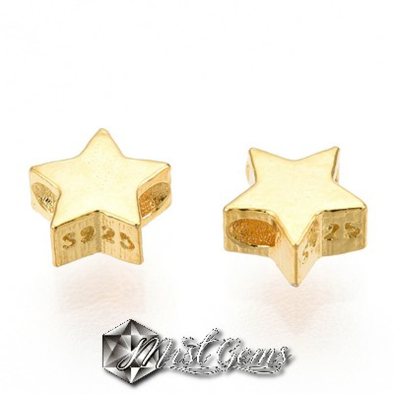 Margele din Argint 925,Placate cu Aur 18k-Stea -1buc