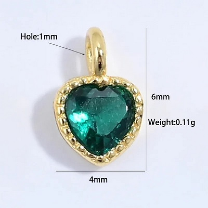 Charm (pandantiv mic) din Argint 925,placat cu aur 18k -Inima cu Cubic Zirconia Transparenta-4mm -1buc