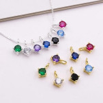 Charm  (mic pandantiv) din Argint 925 Placat cu Aur 18k -Caseta cu Cubic Zirconia Transparenta-4.8mm -1buc