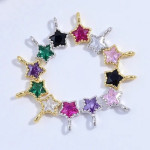 Charm (pandantiv mic) din Argint 925,placat cu aur 18k -Stea cu Cubic Zirconia Neagra-4.3mm -1buc