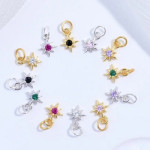 Charm (mic pandantiv)  din Argint 925 Placat cu Aur 18k-"Roza Vanturilor" cu Cubic Zirconia Transparent-6mm -1buc