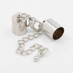 Set Inchizatoare Argintie din Metale Comune, Lobster cu Terminatii  pentru Snur 7.5mm cu Lant Extensie-10 buc.