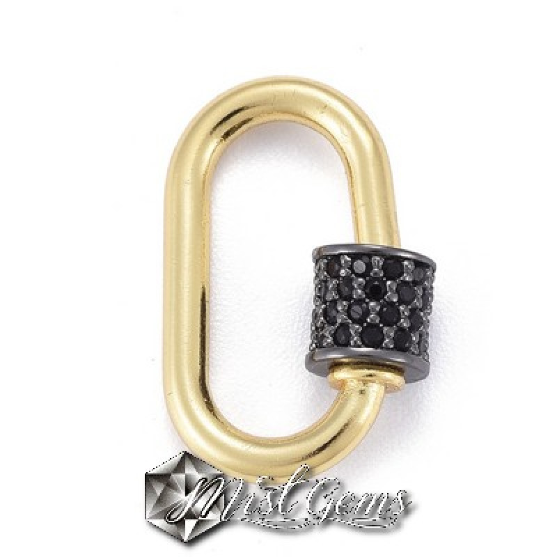Inchizatoare cu filet placata cu cubic zirconia negru-inel oval