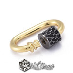 Inchizatoare cu filet placata cu cubic zirconia negru-inel oval