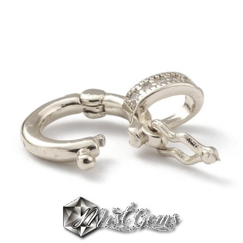 Inchizatoare Twister din aliaj metalic argintie cu Cubic Zirconia 
