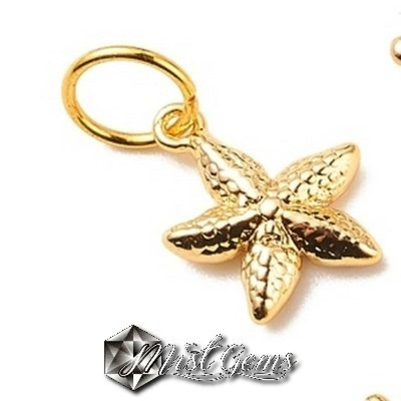 Pandant -"Stea de Mare" din alama placata cu aur 18k -10mm 