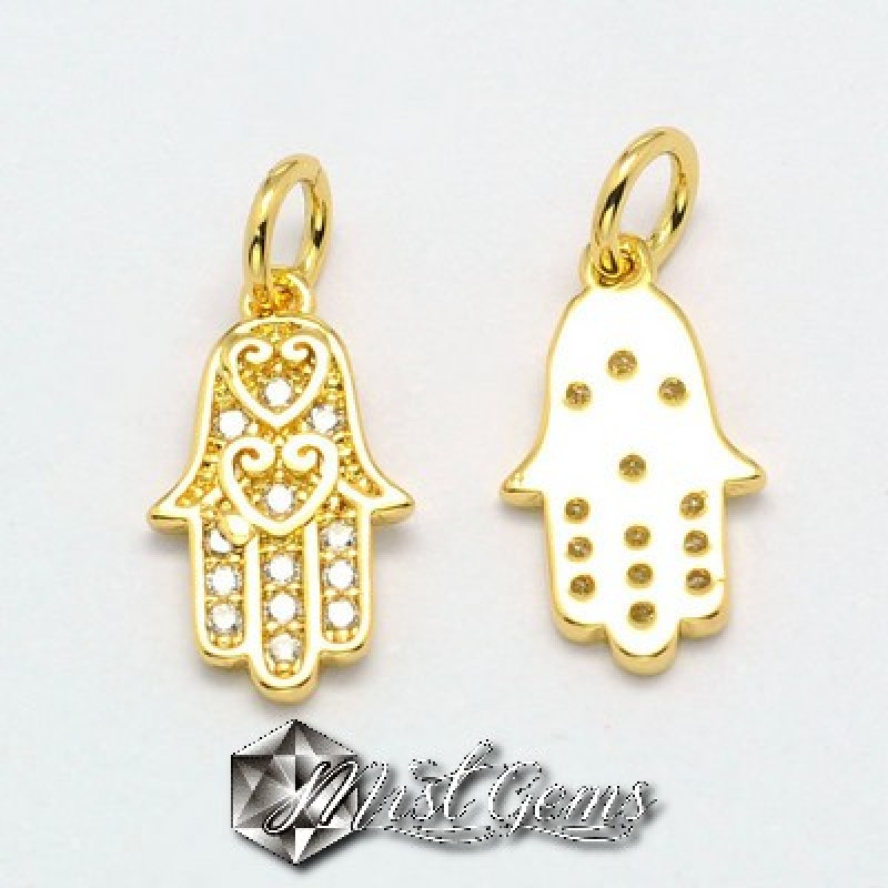Pandant din alama "Hamsa" auriu 14X8mm 