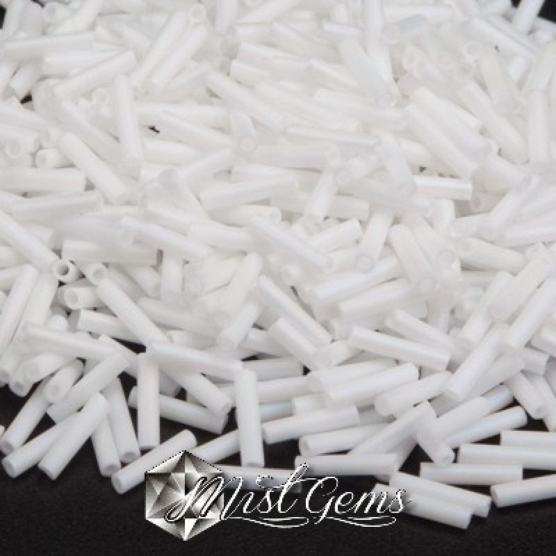 Miyuki Bugle BB2-0402FR White Opaque Matted AB