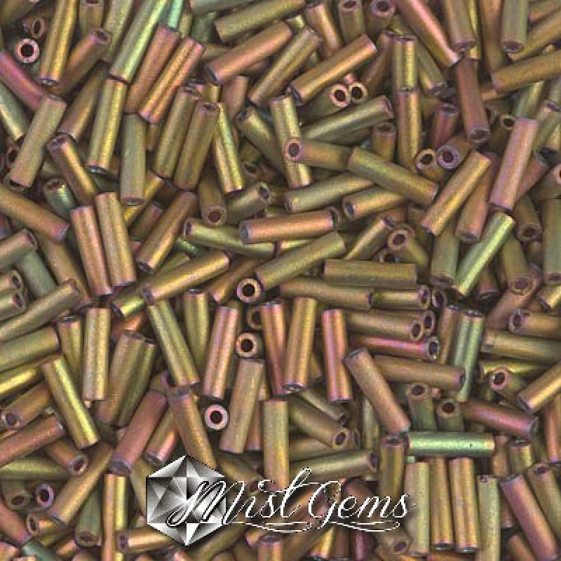 Miyuki Bugle BB2-2035  Matted Metallic Khaki Iris