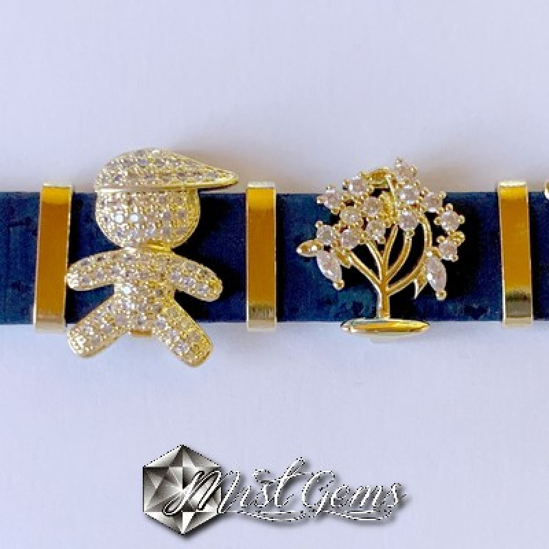 Slider Baiat Placat cu Cubic Zirconia-Pentru Banda 