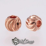 Sfere Striate Placate cu Aur Roz Diametrul 4mm  -10 buc