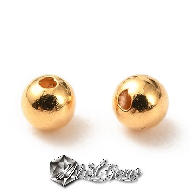 Sfere Placate cu Aur Diametrul 3mm;Gaura 0.5mm  -20 buc