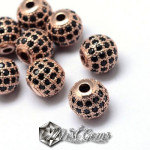 Margele Auriu-Roz Placate cu Cubic Zirconia -8mm-1 buc.