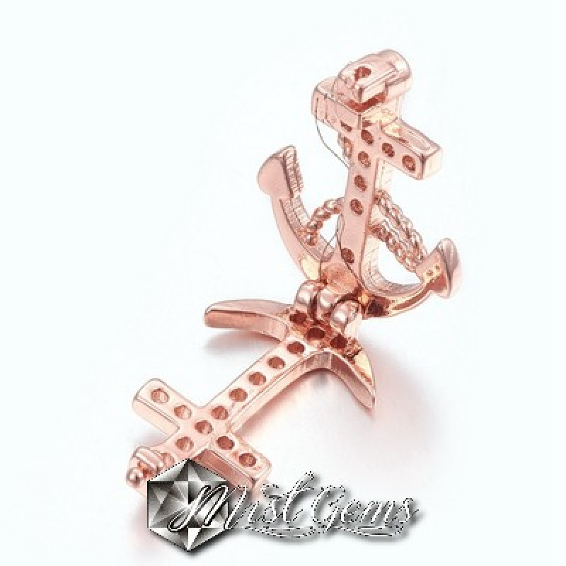 Slider Ancora Aur Roz Placat cu Cubic Zirconia-Pentru Banda