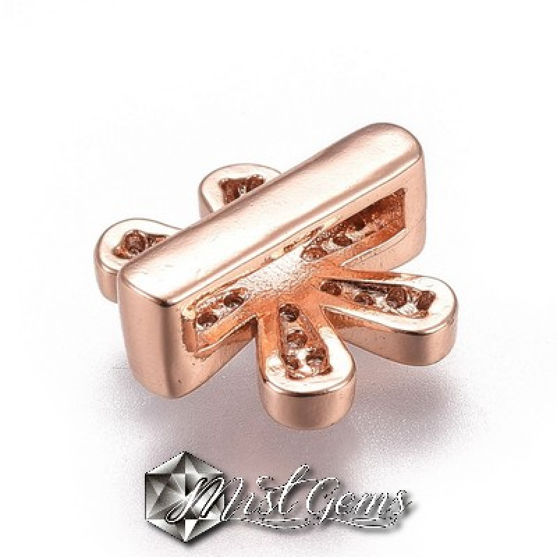 Slider Floare Aurie Placat cu Cubic Zirconia-Pentru Banda 