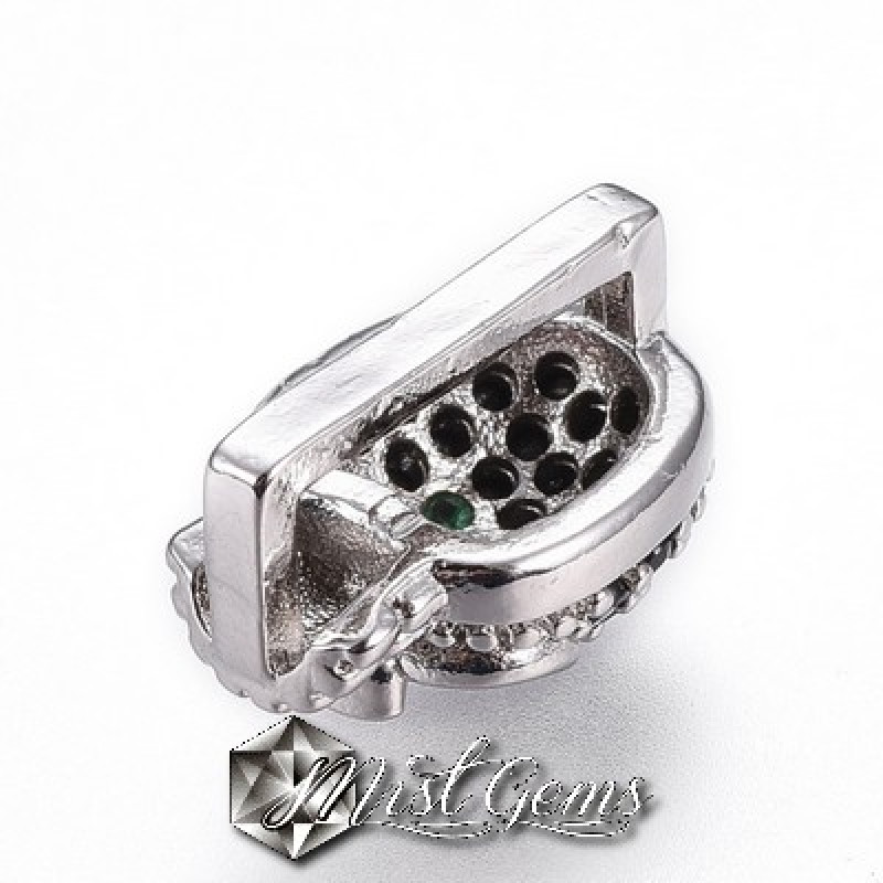 Slider Craniu Argintiu Placat cu Cubic Zirconia-Pentru Banda 
