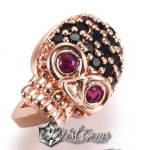 Slider Craniu Aur Roz Placat cu Cubic Zirconia-Pentru Banda