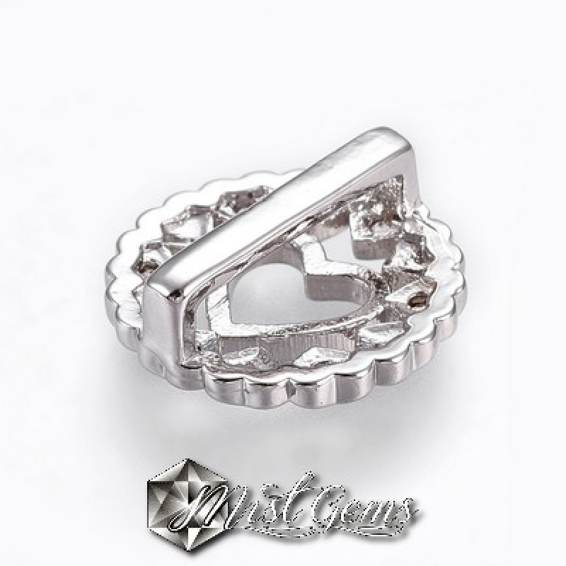 Slider Inima Argintiu Placat cu Cubic Zirconia-Pentru Banda 