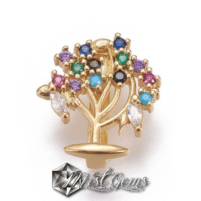 Slider Pomul Vietii Auriu Placat cu Cubic Zirconia-Pentru Banda 