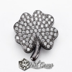 Slider Trifoi Negru Placat cu Cubic Zirconia Pentru Banda