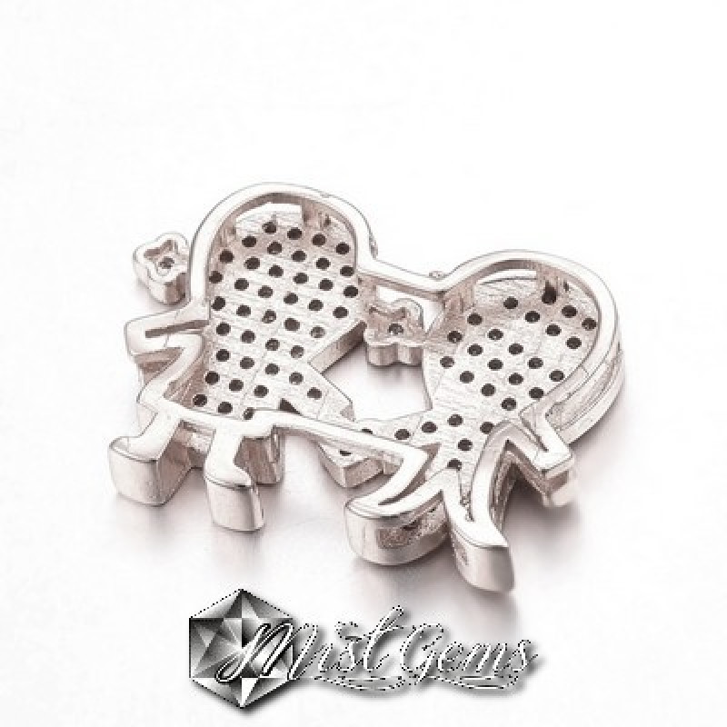 Slider Copii Argintiu Placat cu Cubic Zirconia Pentru Banda 