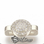 Slider Buton Argintiu Placat cu Cubic Zirconia-Pentru Banda