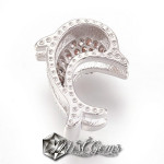 Slider Delfin Argintiu Placat cu Cubic Zirconia-Pentru Banda