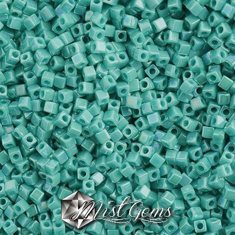 Miyuki Square Beads SBS0481 Opaque Turquoise Green AB-1.8mm