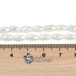 Margele "Boaba de Orez" din Sidef de Scoica ,8X4mm,Alb-10 buc