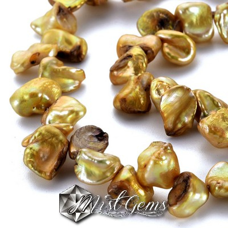 Perle de cultura Baroque Keshi, 8~17x6~12x3~7mm,bej-kaki-1 sir