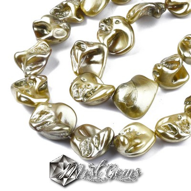 Perle din scoica ,kaki,forma neregulata 15~25x10~26x5~16-1 sir