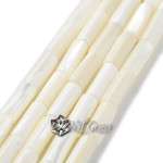 Margele din Scoica Trochus-"Columna" 13.5~14x5.5~6mm,Alb-Ivoire-4buc
