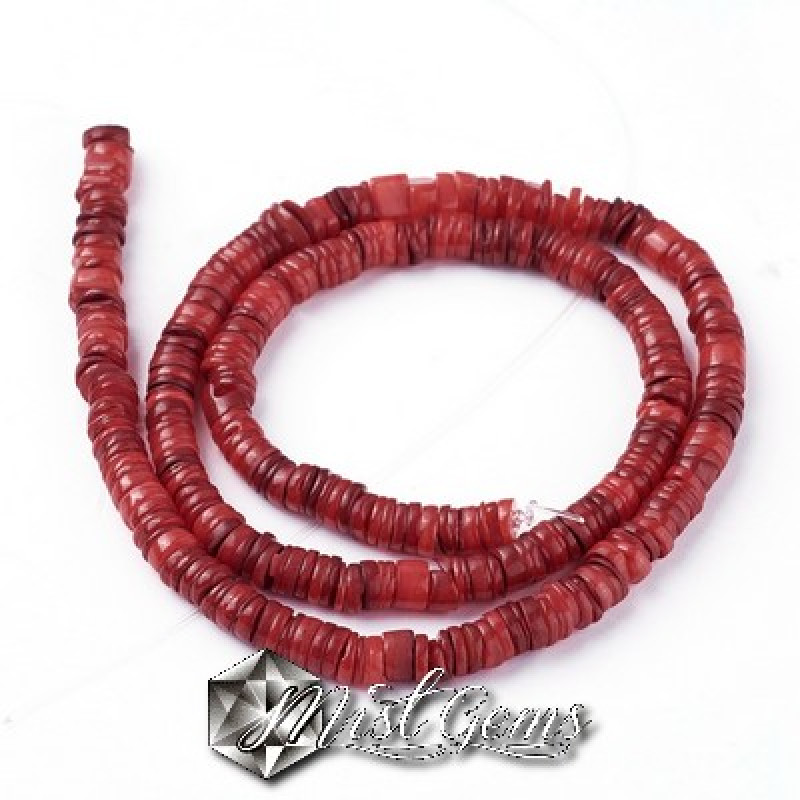 Sir Discuri din Scoica de Apa Dulce, 6mm,Rosu-20cm