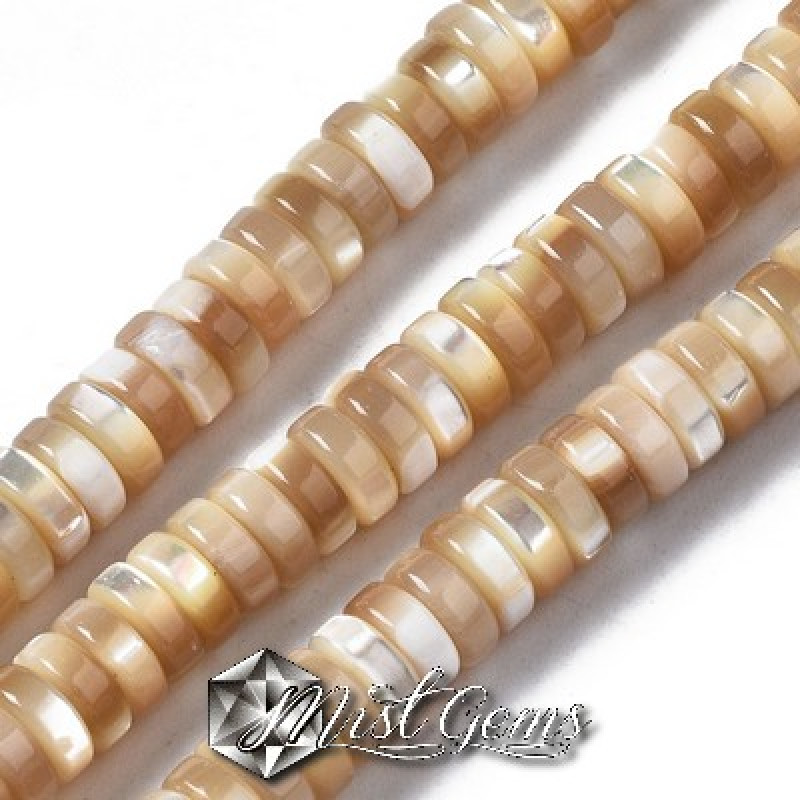 Sir Discuri din Melc Trochus, 5X1-2mm,Crem-Bej-19cm