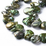 Perle de cultura "Keshi"-15~27x15~18x5~16mm,Verde Oliv-1 sir