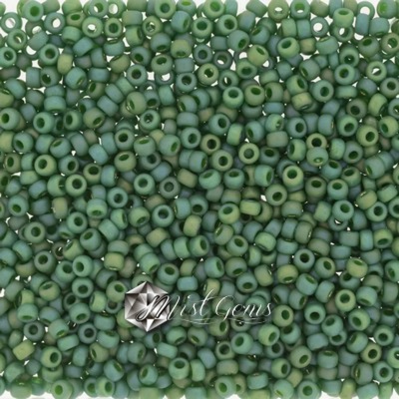 Miyuki Round Rocailles 4699-15/0 RR 4699  Frost Opaque Glaze Rainbow Green
