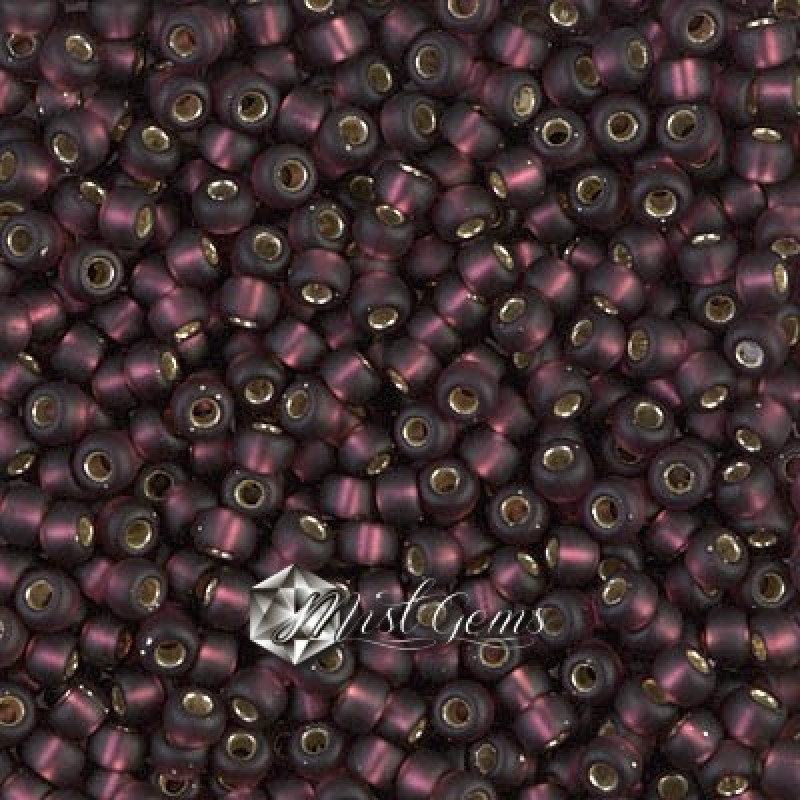 Miyuki Round Rocailles 8/0 RR 0013F Matte Silver-Lined Dark Smoky Amethyst