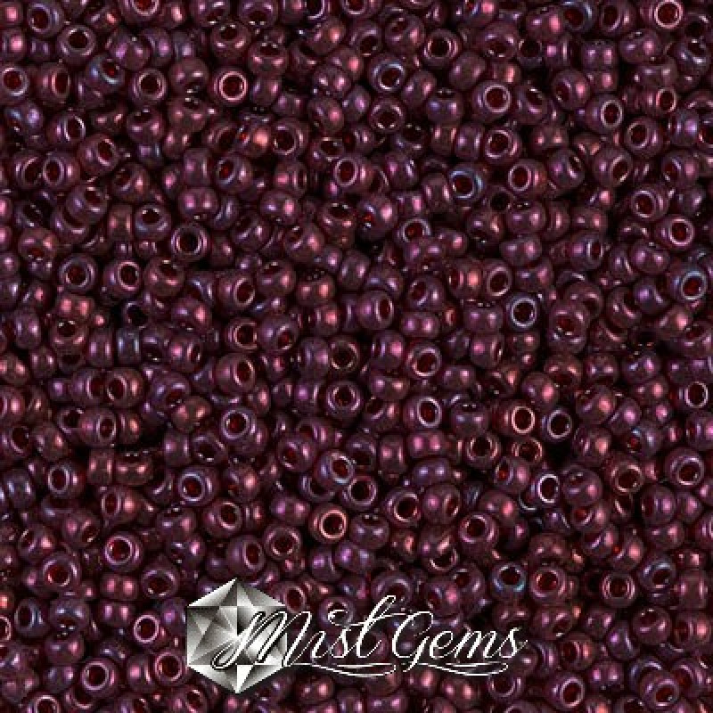 Miyuki Round Rocailles 11/0 RR-0313SF  Semi-Matte Cranberry Gold Luster 