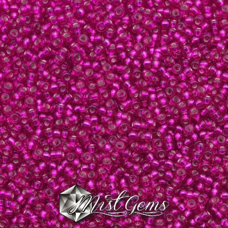 Miyuki Round Rocailles 11/0 RR-1340 Dyed Silver Lined Fuchsia