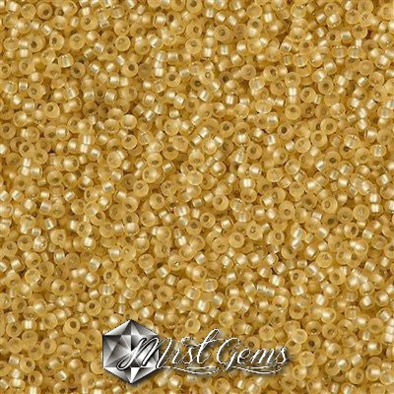 Miyuki Round Rocailles 3F-15/0 RR 0003F Matte Silver Lined Gold