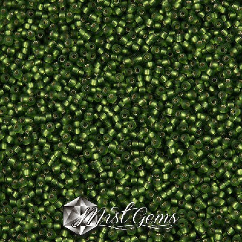 Miyuki Round Rocailles 26F-15/0 RR 0026F Matted Silver Lined Olive