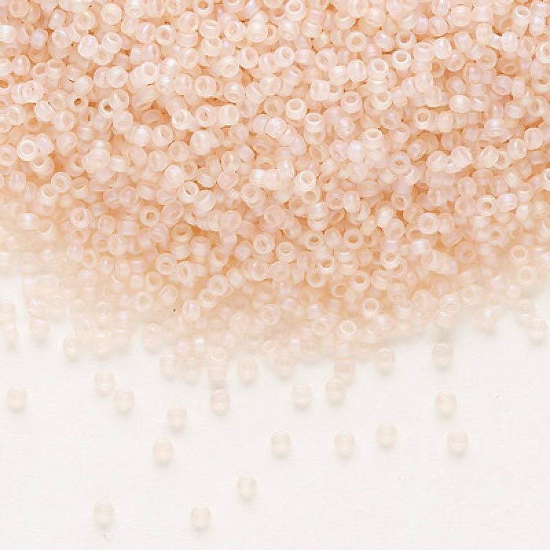 Miyuki Round Rocailles 155FR-15/0 RR 0155FR Matted Transparent Pale Pink AB